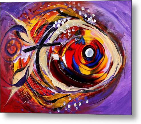 Fish Metal Print featuring the painting Scripture Fish by J Vincent Scarpace