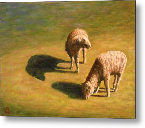 Sheep Metal Print featuring the painting Sheep Shapes Two by Joe Bergholm