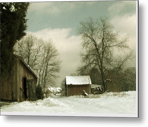 Barn Metal Print featuring the photograph Snowy Day by Marilyn Marchant