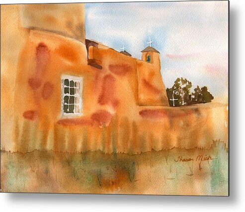 Monastery Metal Print featuring the painting Southwest Walled Monastery by Sharon Mick