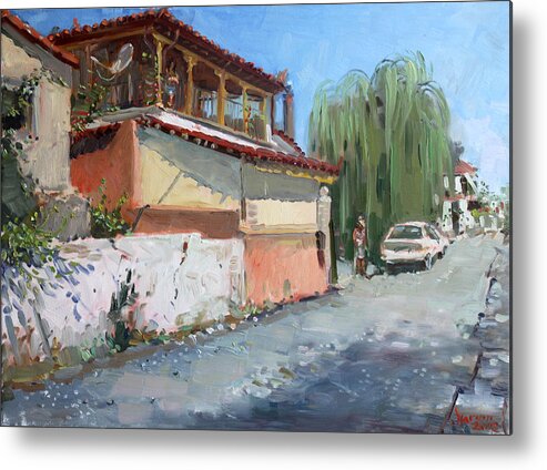 House Metal Print featuring the painting Street in a Greek Village by Ylli Haruni
