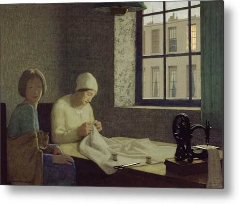 Sewing; Sewing Machine; Working; Women; Woman; Seamstress; Poverty; Couturier Metal Print featuring the painting The Old Nurse by Frederick Cayley Robinson