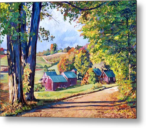 Landscape Metal Print featuring the painting The Road to Jenne Farm Vermont by David Lloyd Glover