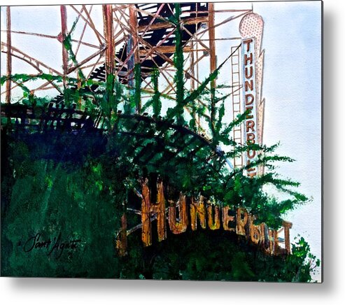 Coney Island Metal Print featuring the painting Thunderbolt Ruins by Frank SantAgata