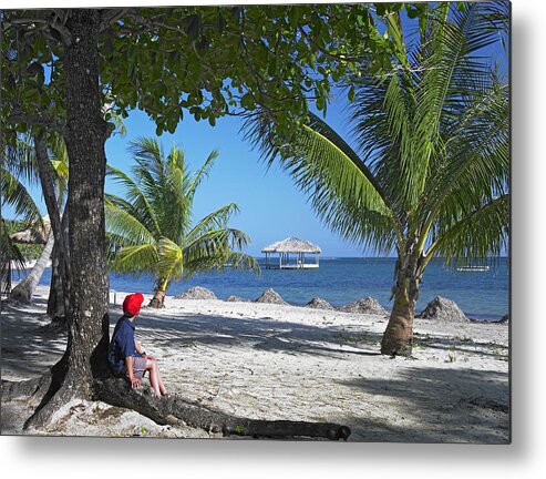 00175233 Metal Print featuring the photograph Tourist Resting Under Palm Trees by Tim Fitzharris