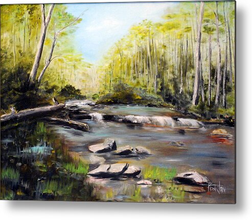 Landscape Metal Print featuring the painting Upstate South Carolina Trout Stream by Phil Burton