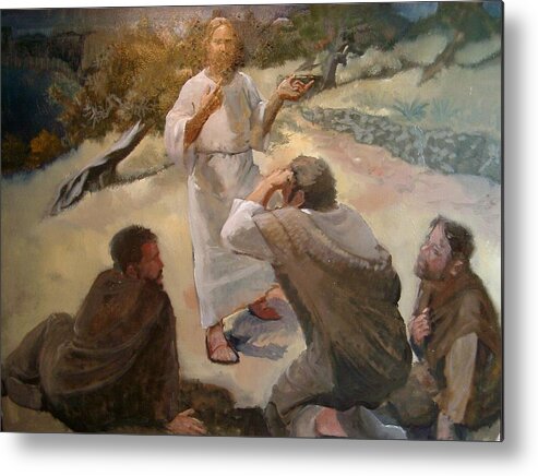 Oil Paintings Framed Prints Metal Print featuring the painting Waking the Apostles by Larry Christensen