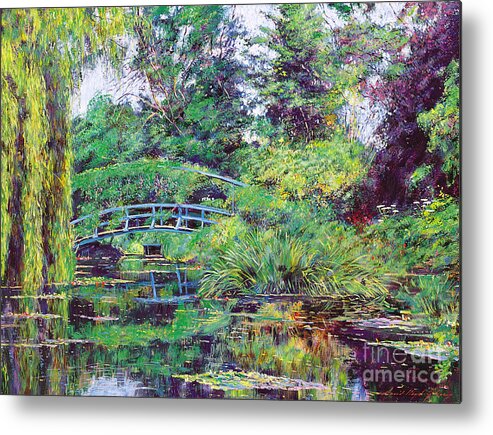 Landscape Metal Print featuring the painting Wisteria Bridge Giverny by David Lloyd Glover