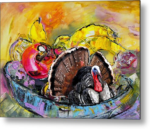 Thanksgiving Metal Print featuring the painting You Are My Dish Of The Day by Miki De Goodaboom