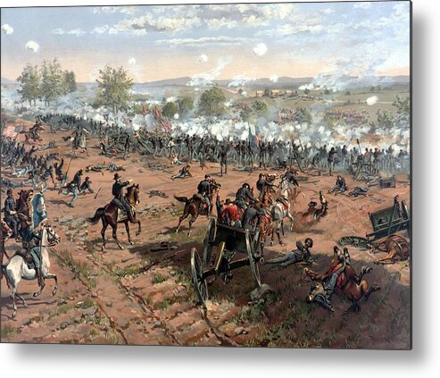 Civil War Metal Print featuring the painting Battle of Gettysburg by War Is Hell Store