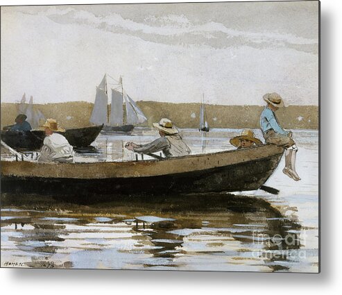 Boys In A Dory Metal Print featuring the painting Boys in a Dory, 1873 by Winslow Homer