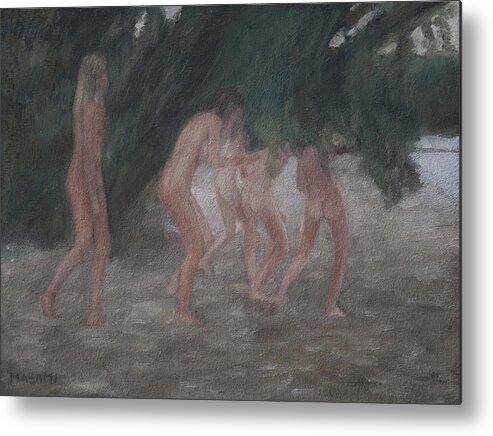 Nude Metal Print featuring the painting Dune Nymphs #1 by Masami Iida