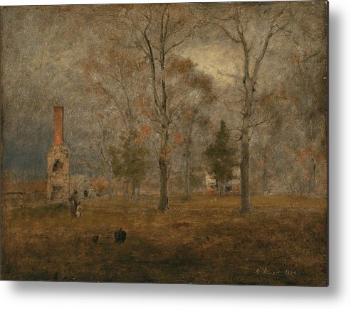 George Inness Metal Print featuring the painting Gray Day, Goochland #2 by George Inness