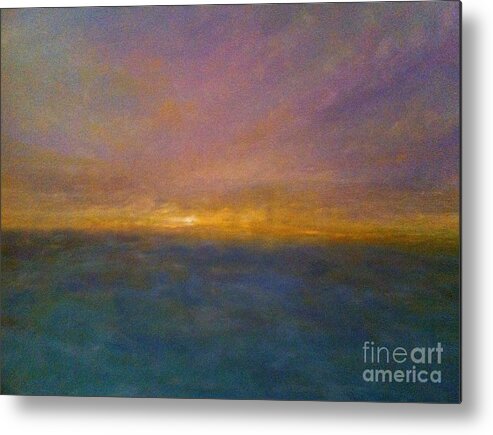Seascape Metal Print featuring the painting Mayflower Beach Sunset #1 by Kenneth Robinson