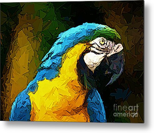 Pappagallo Metal Print featuring the digital art Pappagallo - Parrot Ara Ararauna #1 by - Zedi -