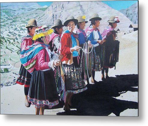 Outdoors Metal Print featuring the mixed media Peruvian Ladies by Constance Drescher
