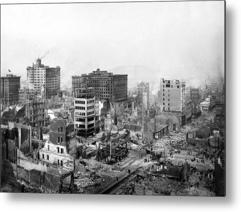 Earthquake Metal Print featuring the photograph San Francisco Earthquake Aftermath - 1906 #1 by War Is Hell Store