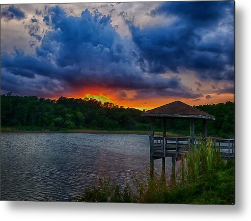 Sunset Metal Print featuring the photograph Sunset Huntington Beach State Park by Bill Barber