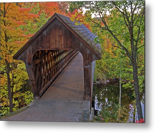 new England Covered Bridges Metal Print featuring the photograph Welcoming Autumn #1 by Paul Mangold