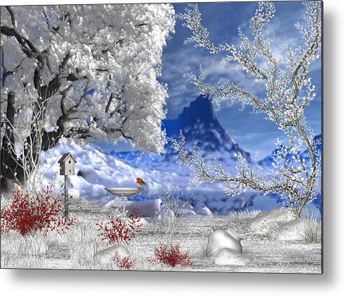 Winter Scene Metal Print featuring the digital art Winter Scene #2 by John Junek