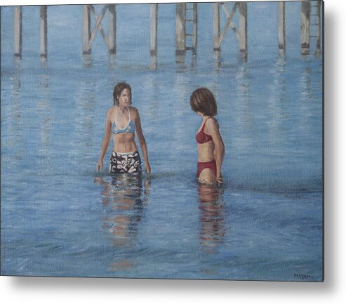 Beach Metal Print featuring the painting In The Water #2 by Masami Iida