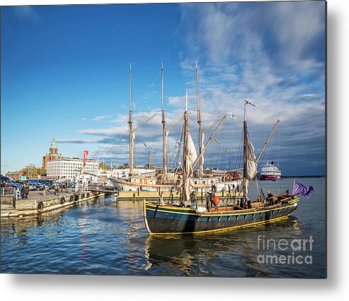 Architecture Metal Print featuring the photograph Old Sailing Boats In Helsinki City Harbor Port Finland #3 by JM Travel Photography
