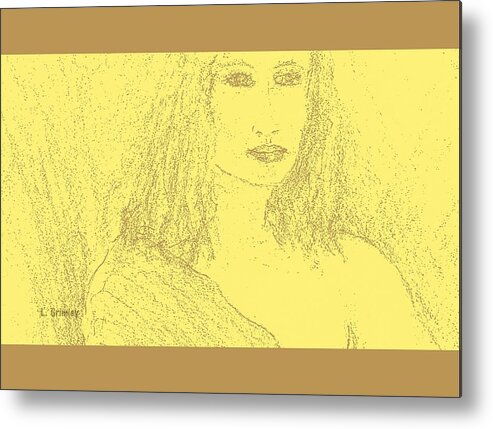 Nude Metal Print featuring the drawing Pensive #3 by Lessandra Grimley