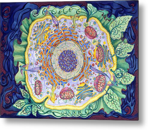 Science Metal Print featuring the painting Ode to the Eukaryote by Shoshanah Dubiner