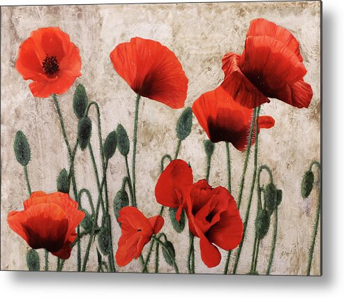 Poppies Metal Print featuring the painting 7papaveri7 by Guido Borelli
