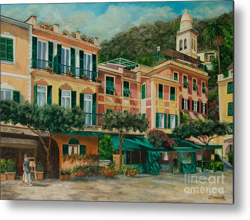 Portofino Italy Art Metal Print featuring the painting A Day in Portofino by Charlotte Blanchard