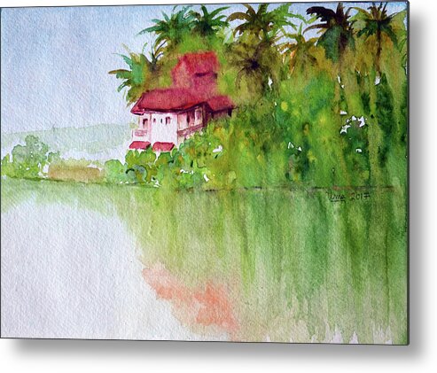 A House In Goa Metal Print featuring the painting A house in Goa by Uma Krishnamoorthy
