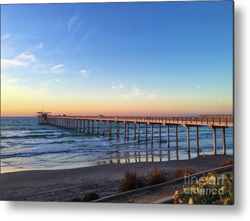 Beach Metal Print featuring the photograph A Long Look at Scripps Pier at Sunset by David Levin