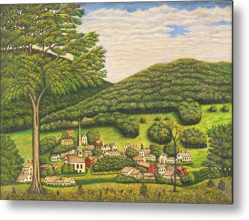 American School 19th Century Metal Print featuring the painting A View of Forestville New York by American School 19th Century