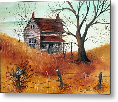 Landscape Metal Print featuring the painting Abandoned Farmhouse by Quwatha Valentine