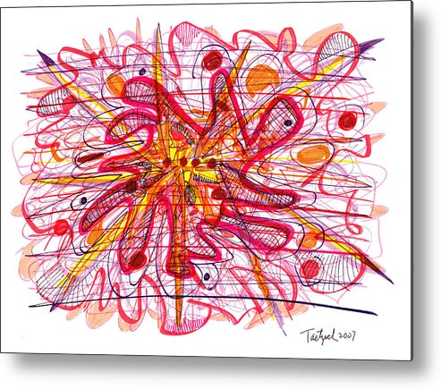 Abstract Art Metal Print featuring the drawing Abstract Pen Drawing Fifteen by Lynne Taetzsch