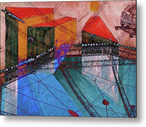 Geometric Metal Print featuring the mixed media Abstracted Suspension by R Kyllo
