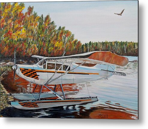 Aeronca Chief Float Plane Metal Print featuring the painting Aeronca Super Chief 0290 by Marilyn McNish