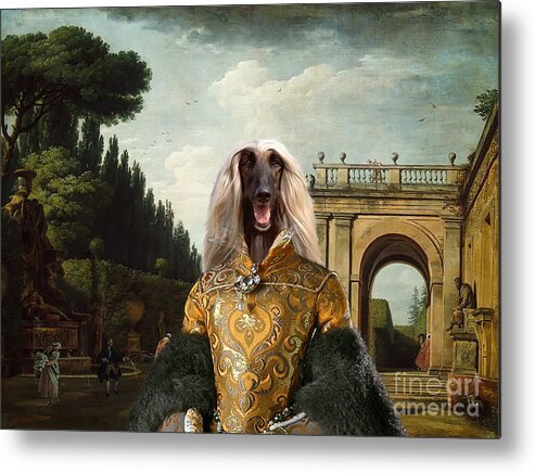 Afghan Hound Canvas Metal Print featuring the painting Afghan Hound-The afternoon promenade in Rome Canvas Fine Art Print by Sandra Sij