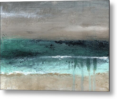 Beach Metal Print featuring the mixed media After The Storm 2- Abstract Beach Landscape by Linda Woods by Linda Woods