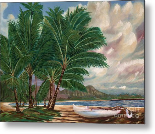 Hawaii Metal Print featuring the painting ala moana beach II by Larry Geyrozaga