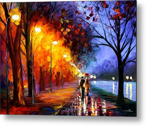 Afremov Metal Print featuring the painting Alley By The Lake by Leonid Afremov
