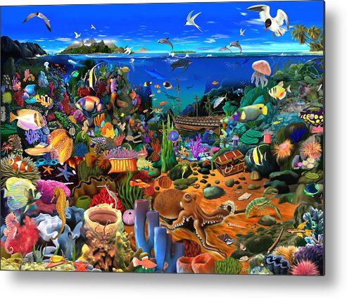 Gerald Newton Metal Print featuring the digital art Amazing Coral Reef by MGL Meiklejohn Graphics Licensing