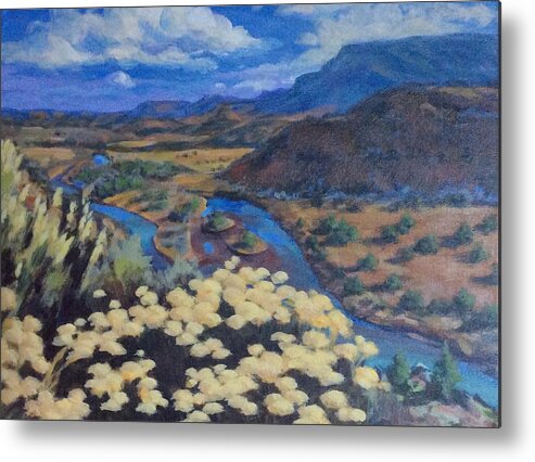 Landscape Metal Print featuring the painting Another day above Rio Chama by Sharon Cromwell