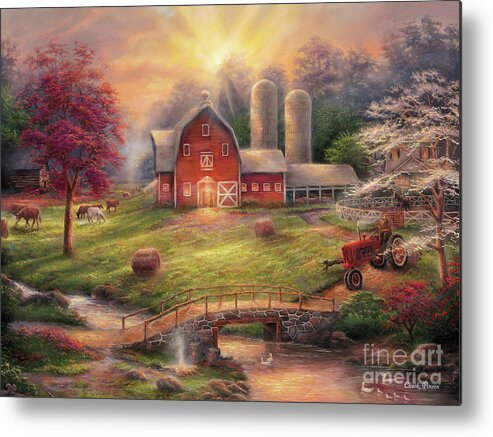 Quintessential Farm Metal Print featuring the painting Anticipation of the Day Ahead by Chuck Pinson