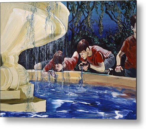 Water Fountain Metal Print featuring the painting Any Given Moment by Rene Capone