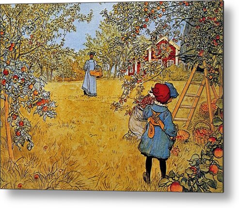 Carl Larsson Apple Orchard Metal Print featuring the painting Apple by MotionAge Designs