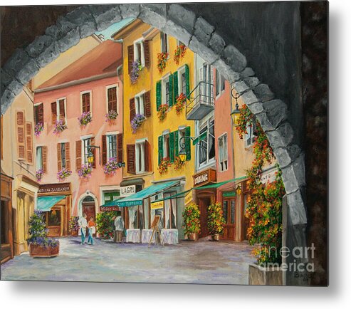Annecy France Art Metal Print featuring the painting Archway To Annecy's Side Streets by Charlotte Blanchard