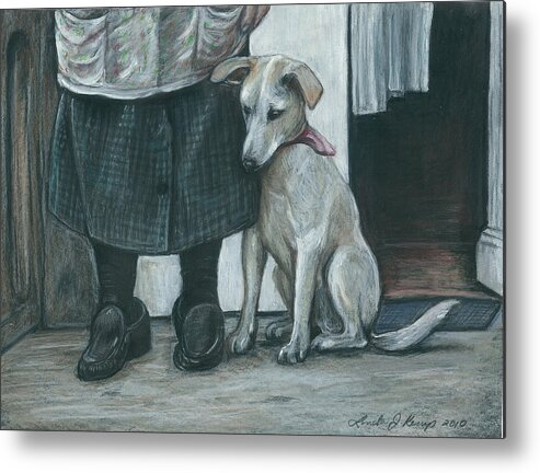 Dog Metal Print featuring the mixed media At My Side by Linda Nielsen