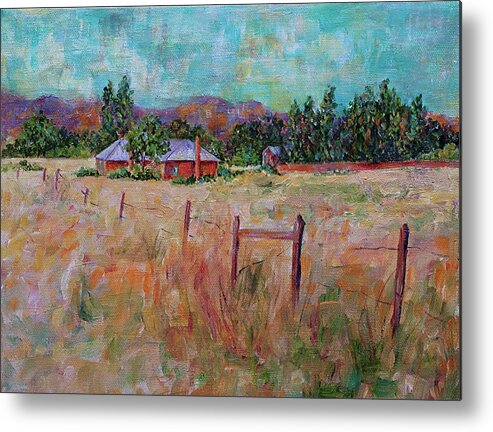 House Metal Print featuring the painting At the Farm by Sally Quillin