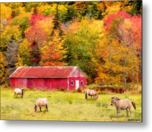 Bird Metal Print featuring the digital art Autumn Horses by Ken Morris